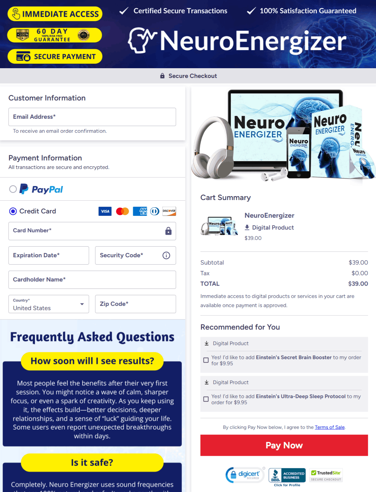 Neuro Energizer™  Checkout Page